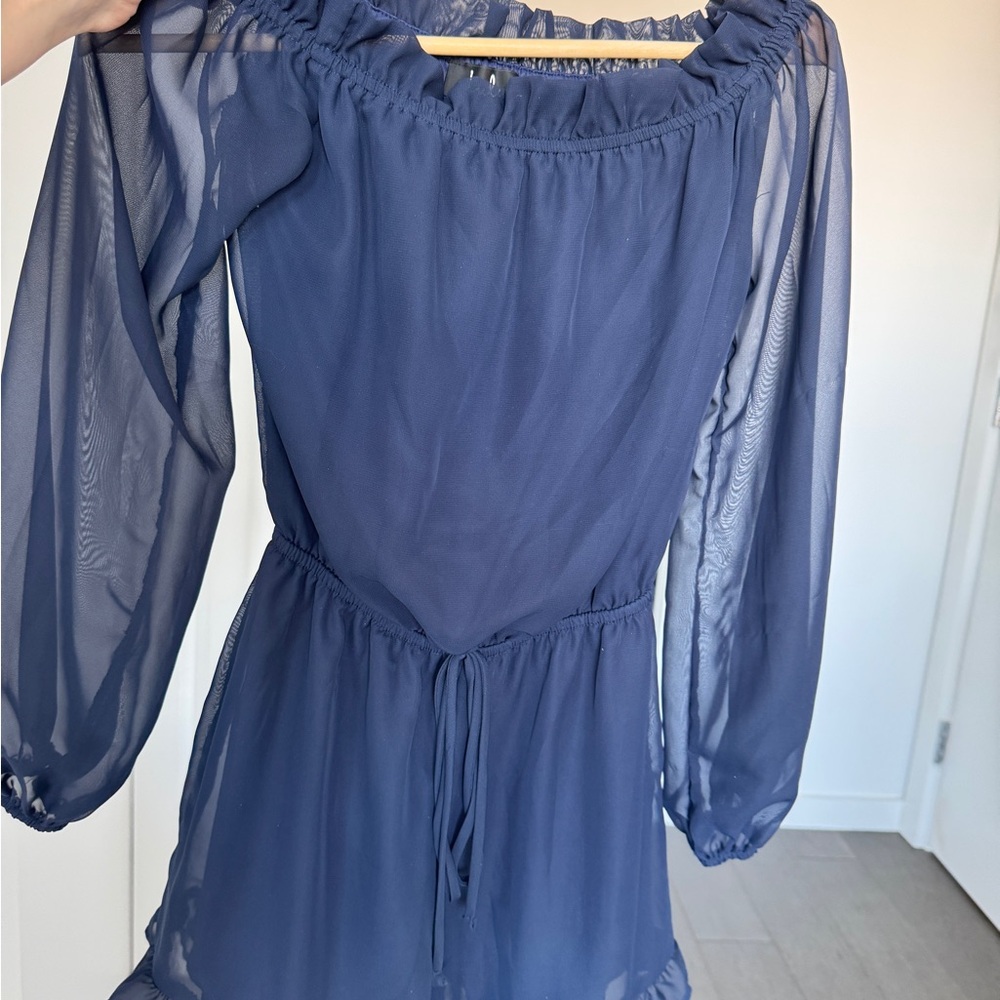 Lulu's Navy Blue Ruffle Romper - Picture 6 of 6